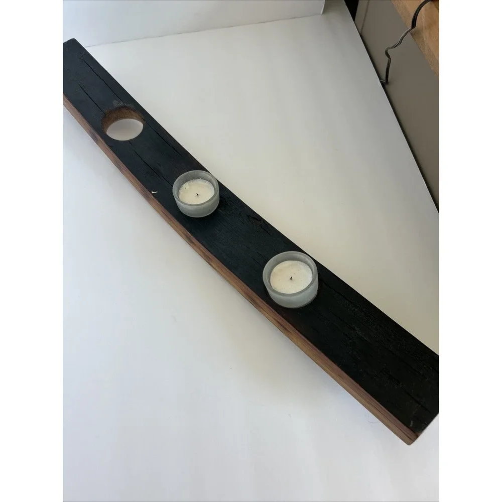 Wine Barrel Stave Candle Holders With 3 Tealight ‎ Holder  Hand Made from Oak